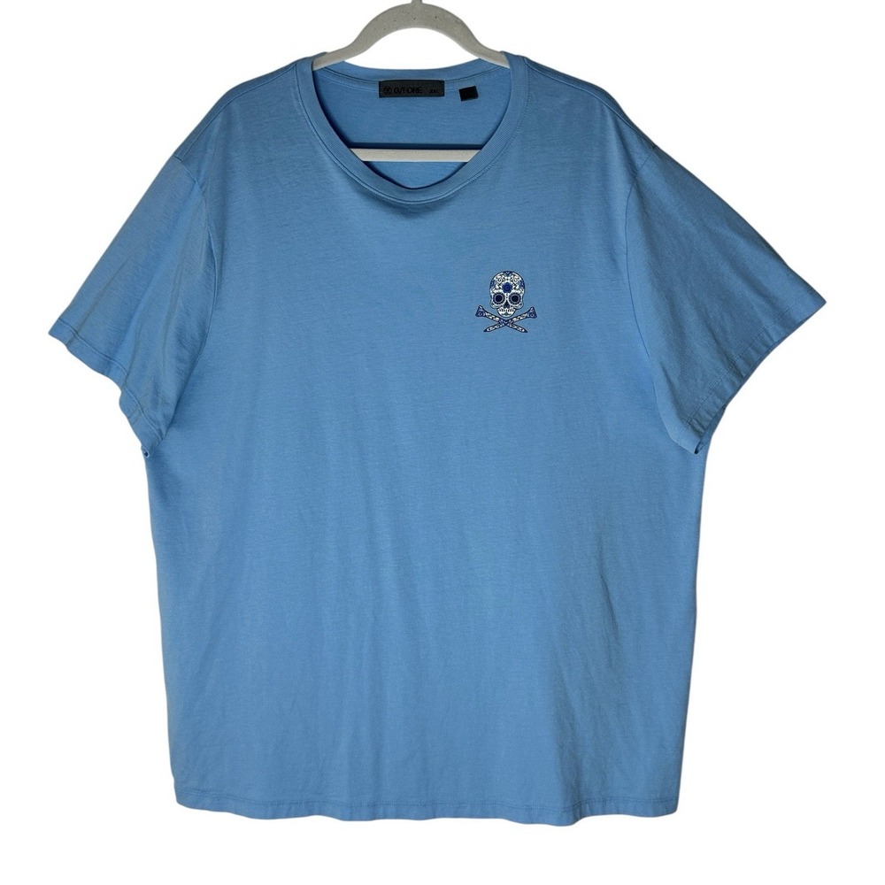 G/FORE T Shirt Men's 2XL Light Blue Skull Logo Back Short Sleeve Golf Athleisure - Picture 2 of 7